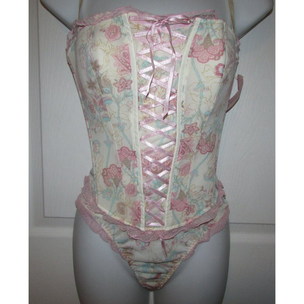 Rene Rofe Sophie B Cream Floral Corset Set - NEW